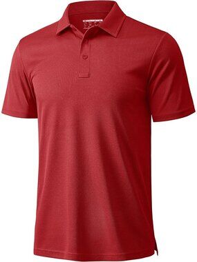 Men’s True Red Golf Polo Quick Dry Moisture Wicking Athletic Fit Tee Shirt